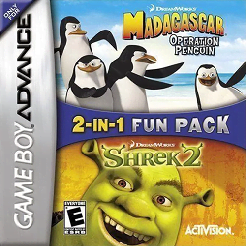 2-in-1 Fun Pack - Shrek 2 + Madagascar - Operation Penguin (USA)