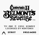 Castlevania II - Belmont's Revenge (USA, Europe) - Title Screen