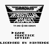Gradius - The Interstellar Assault (USA) - Title Screen