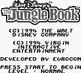 Jungle Book, The (USA, Europe) - Title Screen