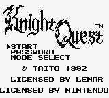 Knight Quest (USA) - Title Screen
