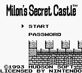 Milon's Secret Castle (USA, Europe) - Title Screen