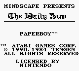 Paperboy (USA, Europe) - Title Screen