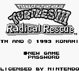Teenage Mutant Ninja Turtles III - Radical Rescue (USA) - Title Screen