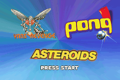 3 Games in One! - Yars' Revenge + Asteroids + Pong (USA) - Title Screen