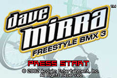 Dave Mirra Freestyle BMX 3 (USA, Europe) - Title Screen