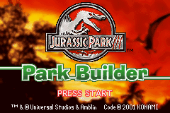 Jurassic Park III - Park Builder (USA) - Title Screen
