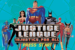 Justice League - Injustice for All (USA) - Title Screen