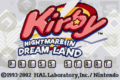 Kirby - Nightmare in Dream Land (USA) - Title Screen