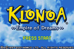 Klonoa - Empire of Dreams (USA) - Title Screen