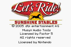 Let's Ride! - Sunshine Stables (USA) - Title Screen