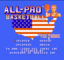 All-Pro Basketball (USA) - Title Screen