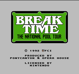 Break Time - The National Pool Tour (USA) - Title Screen