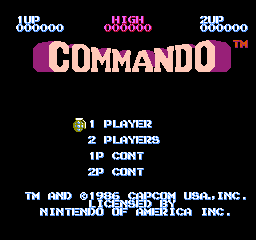 Commando (USA) - Title Screen
