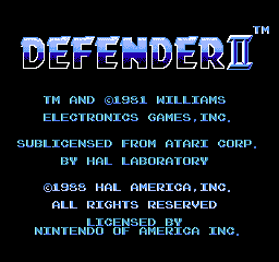 Defender II (USA) - Title Screen