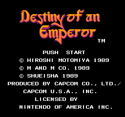 Destiny of an Emperor (USA) - Title Screen