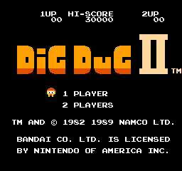 Dig Dug II - Trouble in Paradise (USA) - Title Screen