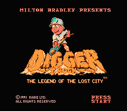 Digger T. Rock - The Legend of the Lost City (USA) - Title Screen