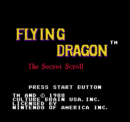 Flying Dragon - The Secret Scroll (USA) - Title Screen