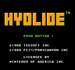 Hydlide (USA) - Title Screen