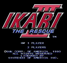 Ikari III - The Rescue (USA) - Title Screen
