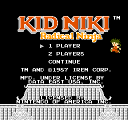 Kid Niki - Radical Ninja (USA) (Rev 1) - Title Screen