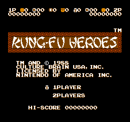 Kung-Fu Heroes (USA) - Title Screen