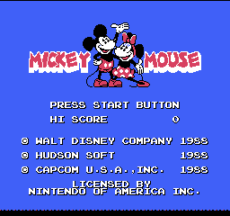Mickey Mousecapade (USA) - Title Screen