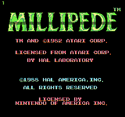 Millipede (USA) - Title Screen