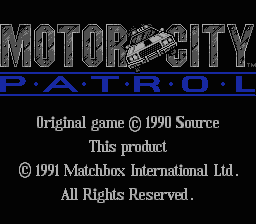 Motor City Patrol (USA) - Title Screen