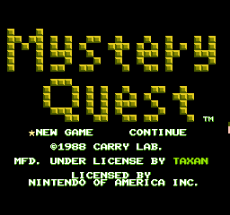 Mystery Quest (USA) - Title Screen