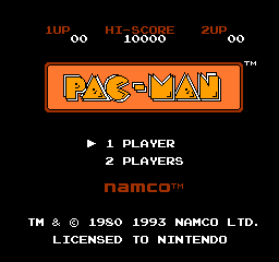 Pac-Man (World) (Rev 1) (Namcot Collection, Namco Museum Archives Vol 1) - Title Screen
