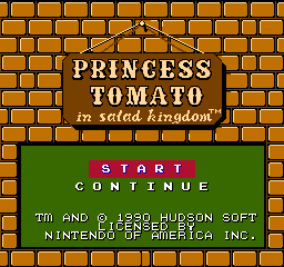 Princess Tomato in the Salad Kingdom (USA) - Title Screen