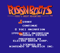 Puss 'n Boots - Pero's Great Adventure (USA) - Title Screen