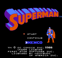 Superman (USA) (Kemco) - Title Screen