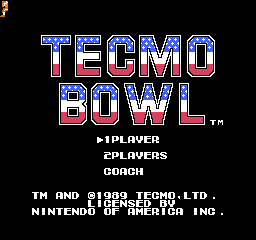 Tecmo Bowl (USA) (Rev 1) - Title Screen