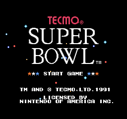Tecmo Super Bowl (USA) - Title Screen