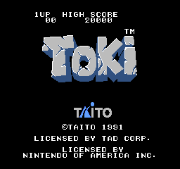 Toki (USA) - Title Screen