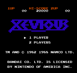 Xevious - The Avenger (USA) - Title Screen