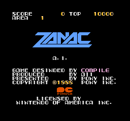 Zanac (USA) - Title Screen
