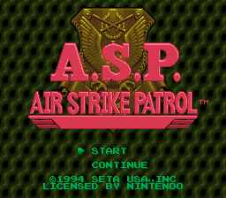 A.S.P. - Air Strike Patrol (USA) - Title Screen