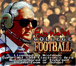 Bill Walsh College Football (USA) - Title Screen