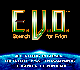 E.V.O. - Search for Eden (USA) - Title Screen