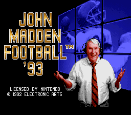 John Madden Football '93 (USA) (Rev 1) - Title Screen