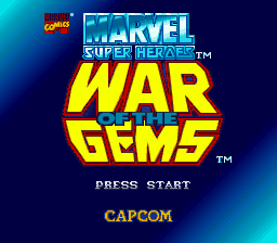 Marvel Super Heroes in War of the Gems (USA) - Title Screen