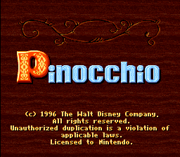 Pinocchio (USA) - Title Screen