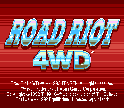 Road Riot 4WD (USA) - Title Screen