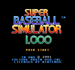 Super Baseball Simulator 1.000 (USA) - Title Screen