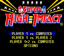 Super High Impact (USA) - Title Screen