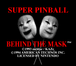 Super Pinball - Behind the Mask (USA) (Rev 1) - Title Screen